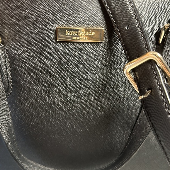 EUC Kate Spade Double Zio Black Saffiano Crossbody Satchel Tote in Black - Picture 10 of 12